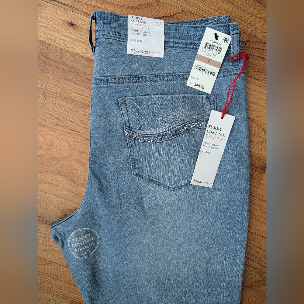 NWT Style & Co. High Rise Blue Jeans Tummy Control Size 12